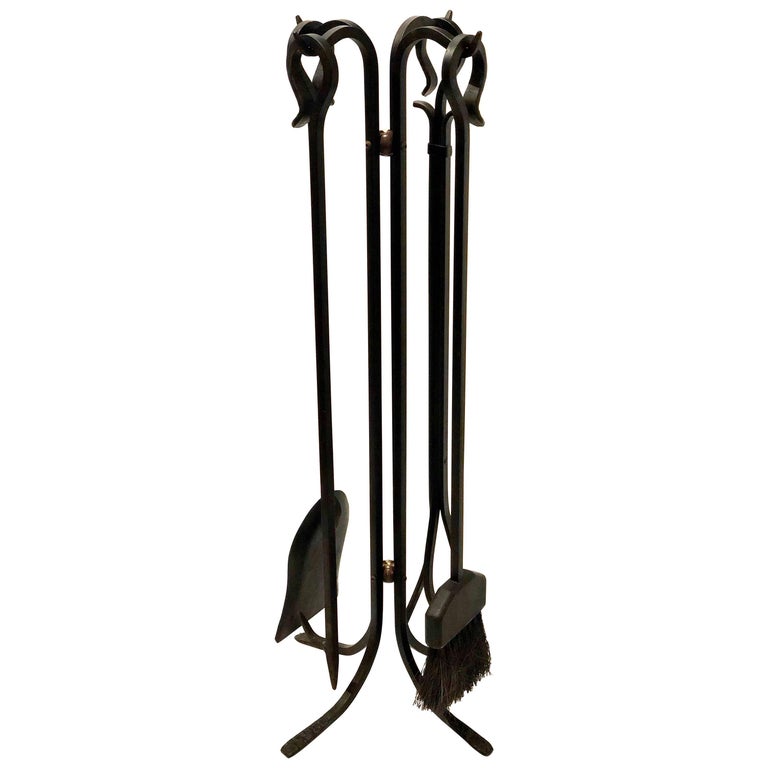 Iron and Brass Fireplace Tools Set at 1stDibs