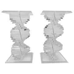Pair of Midcentury Glass and Lucite Display Pedestals