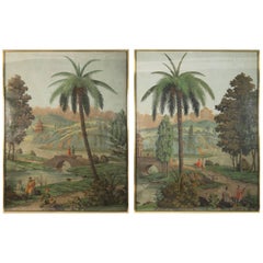 Grande paire de panneaux de papier peint Chinoiserie de Zuber