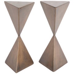 Signed Pair of Small Bronze Cocktail Tables by Vladimir Kagan