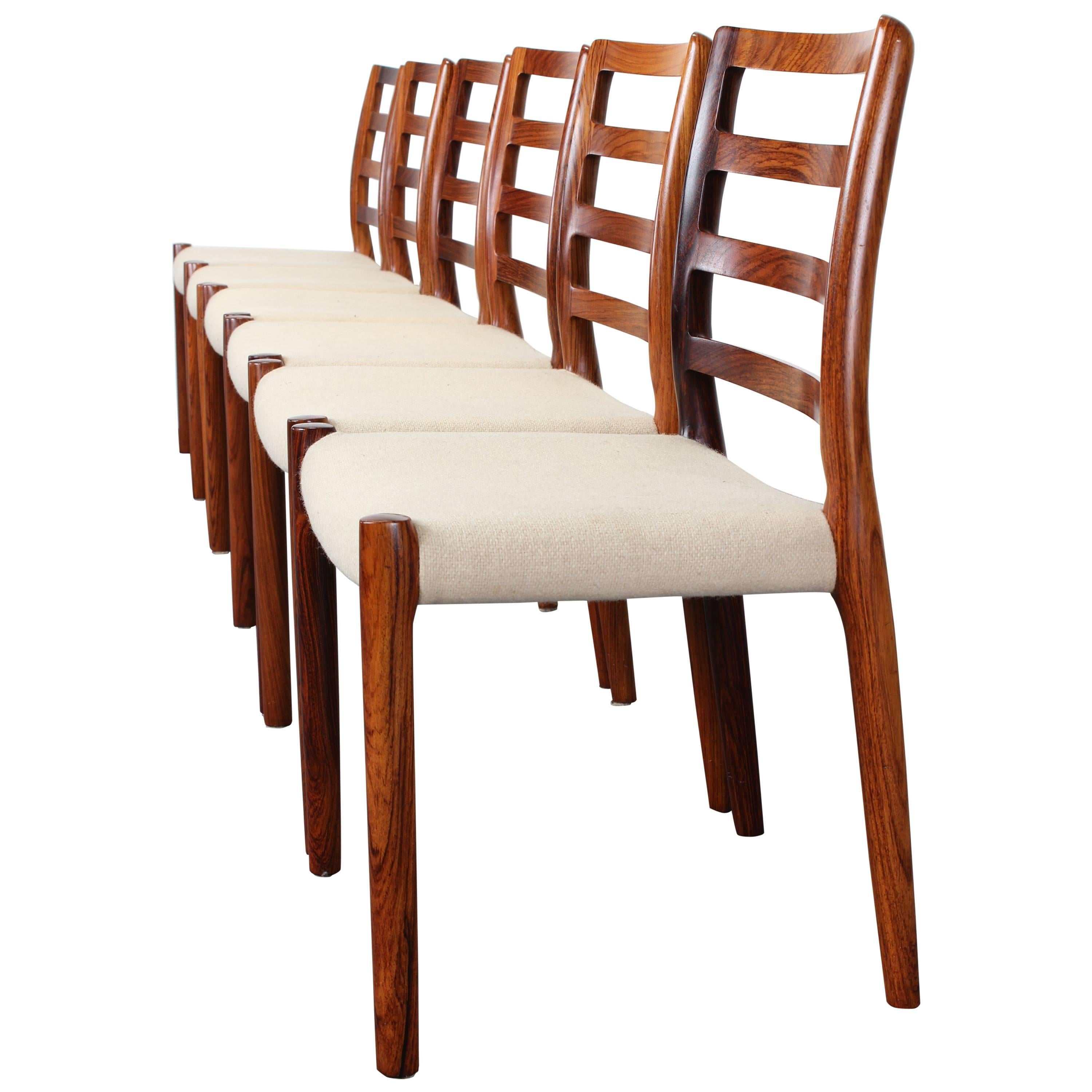Set of Six Danish Rosewood Niels O. Moller Chairs No 85, 1980s