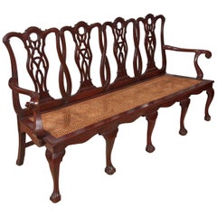 Antique Chippendale Style Mahogany Carved Back Settee