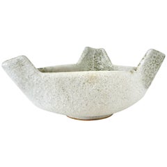 Retro Japanese Ikebana Ceramic Vase with an Abstract Highly Textured White Glaze