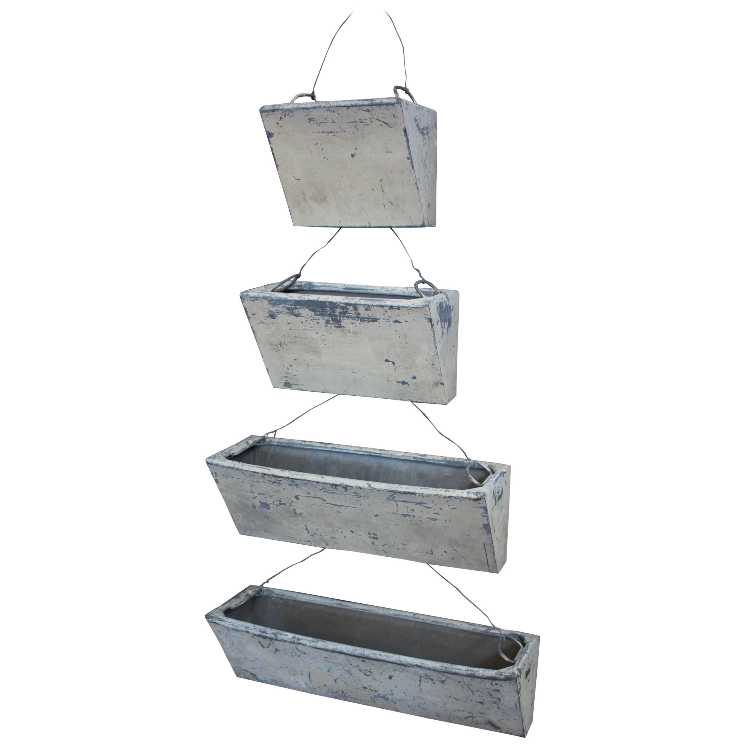 Set of Antique French Graduating Zinc Planters