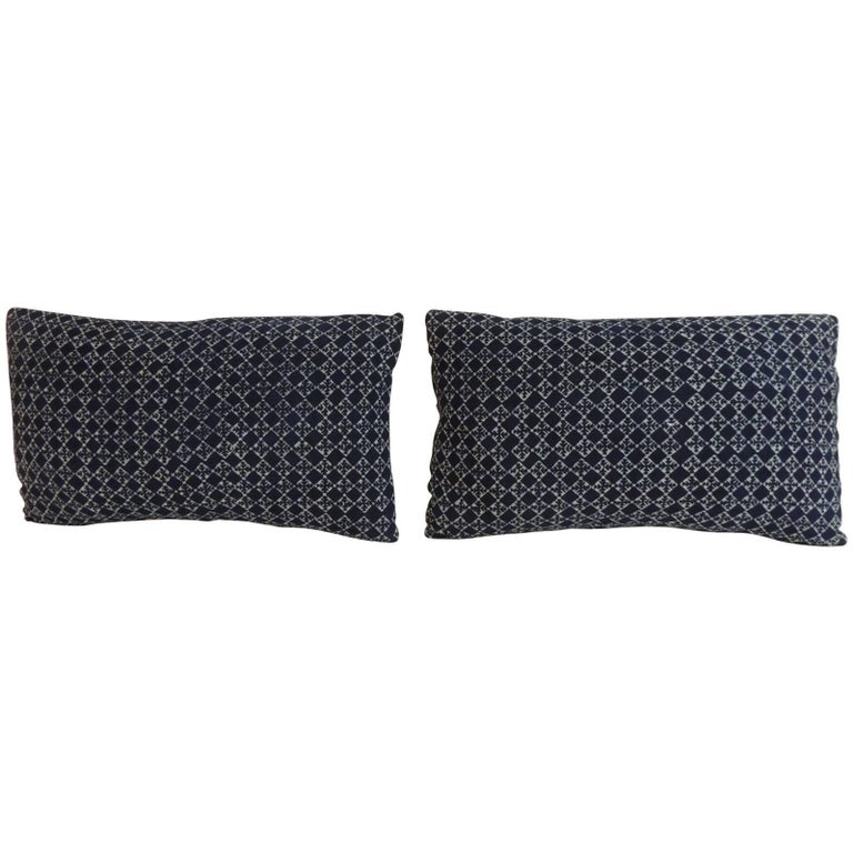 Pair Of 40s Italian Blue And White Fortuny Lumbar Decorative Enchanting Decorative Lumbar Pillows For Chairs Pair Of 40s Italian Blue And White Fortuny Lumbar Decorative Enchanting Decorative Lumbar Pillows For Chairs