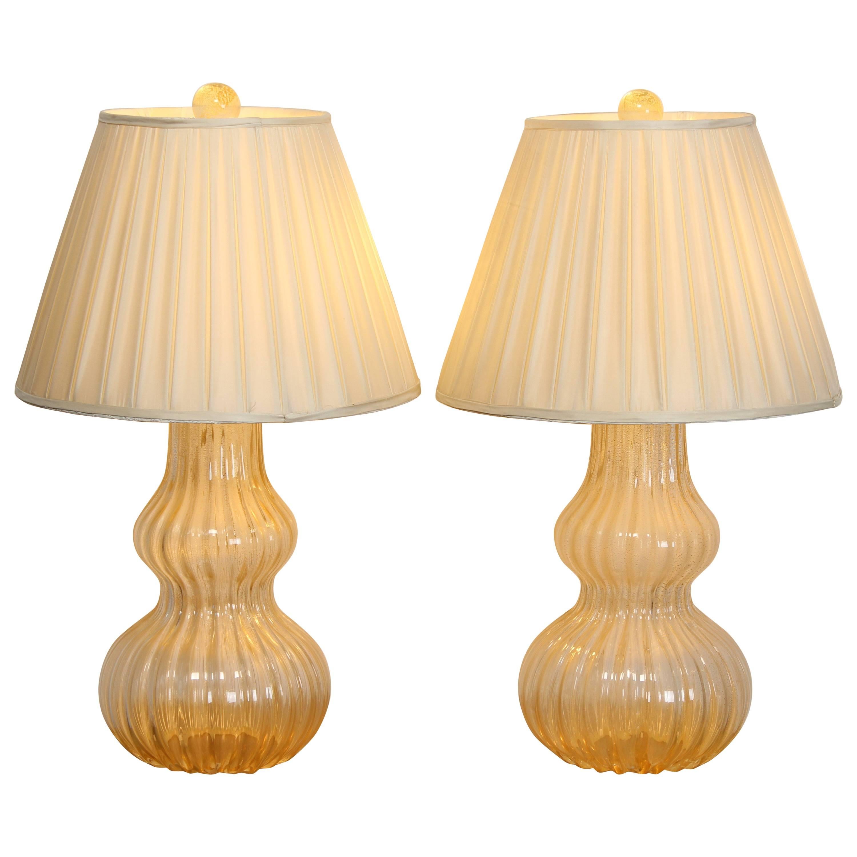 Pair of Murano Glass Table Lamps, 1980