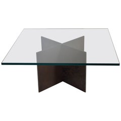 Contemporary Minimalist Patinated Steel and Glass Coffee Table by Scott Gordon