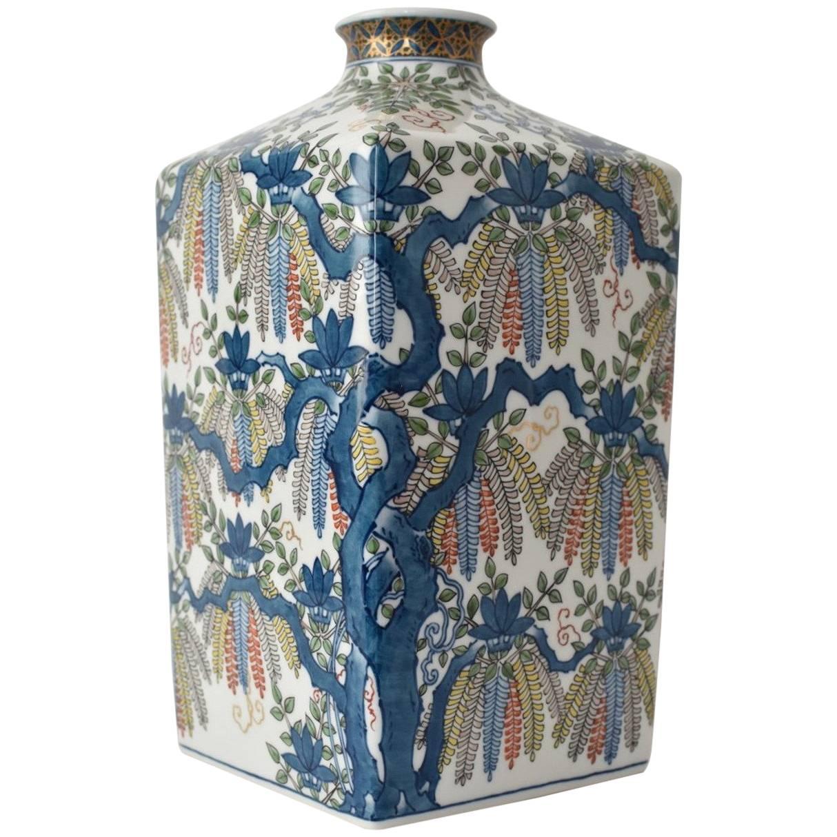 Contemporary Japanese Decorative Porcelain Vase by Master Artist