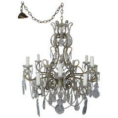 French Crystal Beaded Louis XV Style Chandelier, circa 1930s
