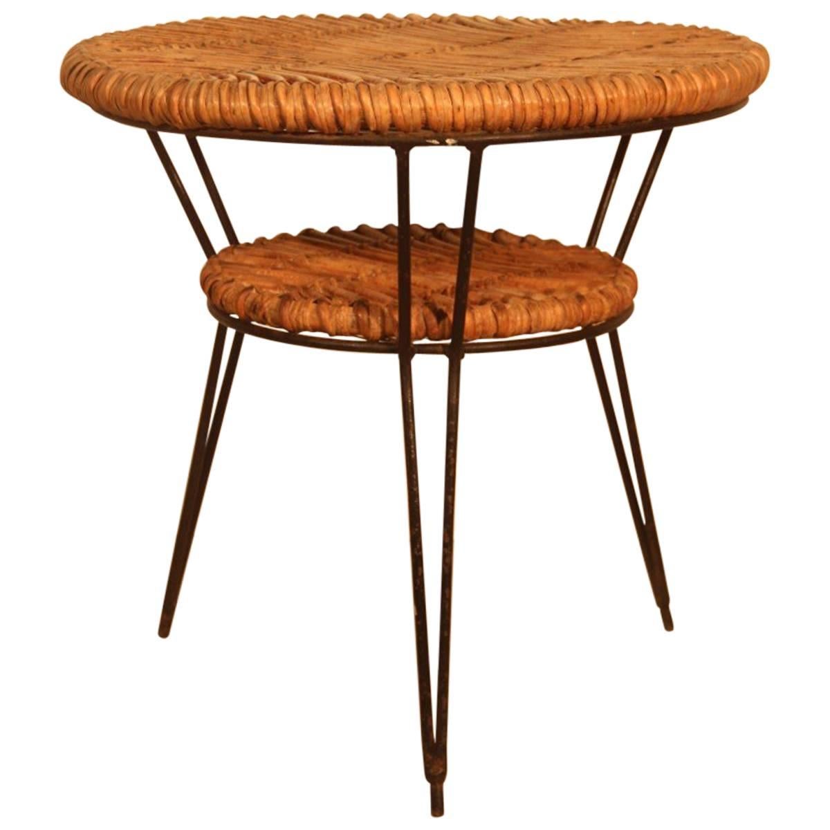 Table basse en rotin et fer Janine Abraham e Dirk Jan Rol Design du milieu du siècle dernier en vente