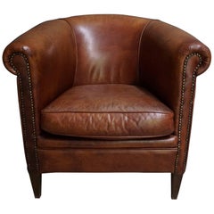 Dutch Vintage Cognac-Colored Leather Club Chair