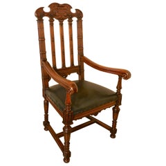 Large Oak Throne or Hall Chair by Gillow