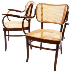 Gustav Schneck Bentwood Armchair A283 F for Thonet 1930 Wickerwork Bauhaus Era