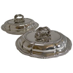 Pair of Antique English Entree Dishes by Elkington and Co, 1862