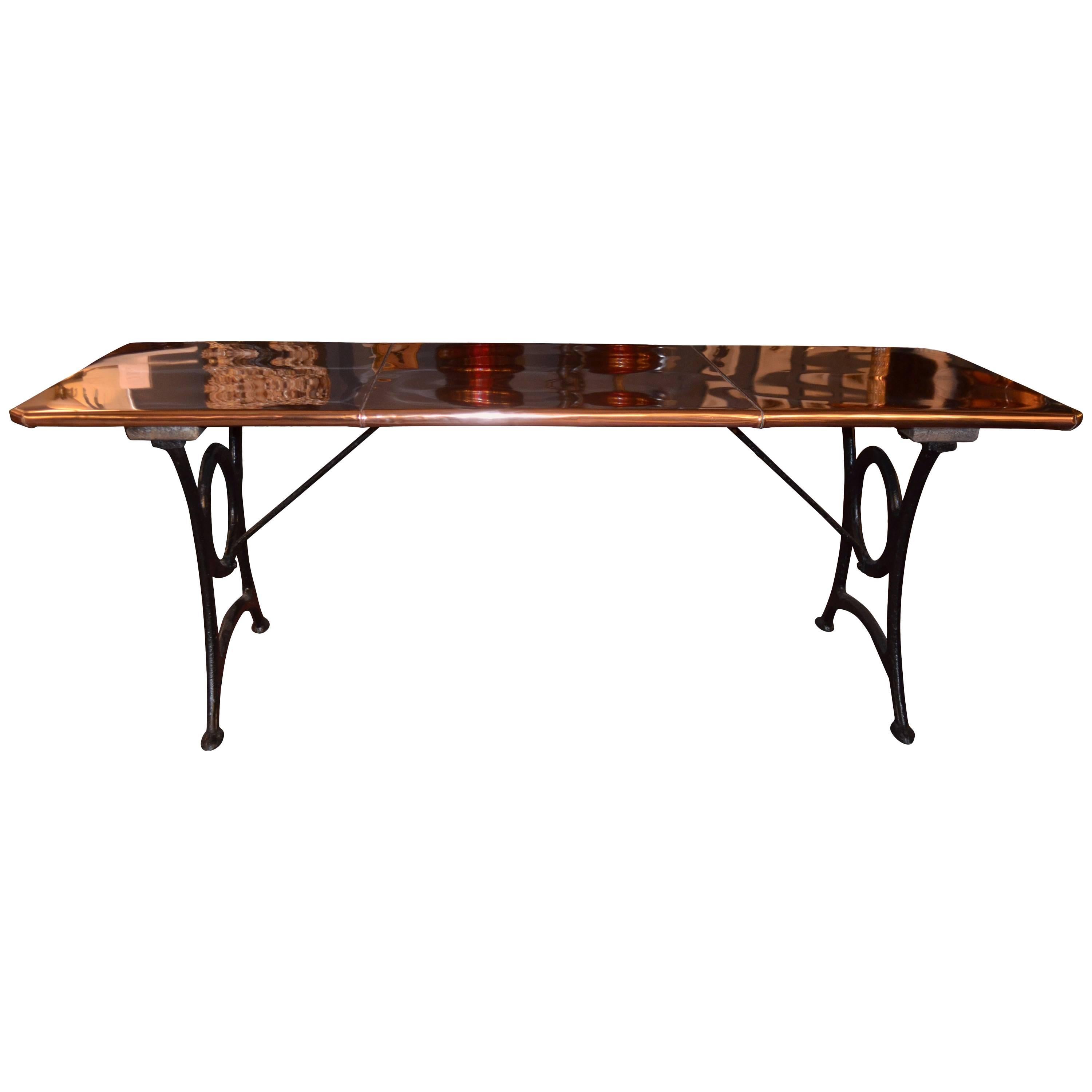 19th Century Victorian Wrought Iron and Polished Copper Table