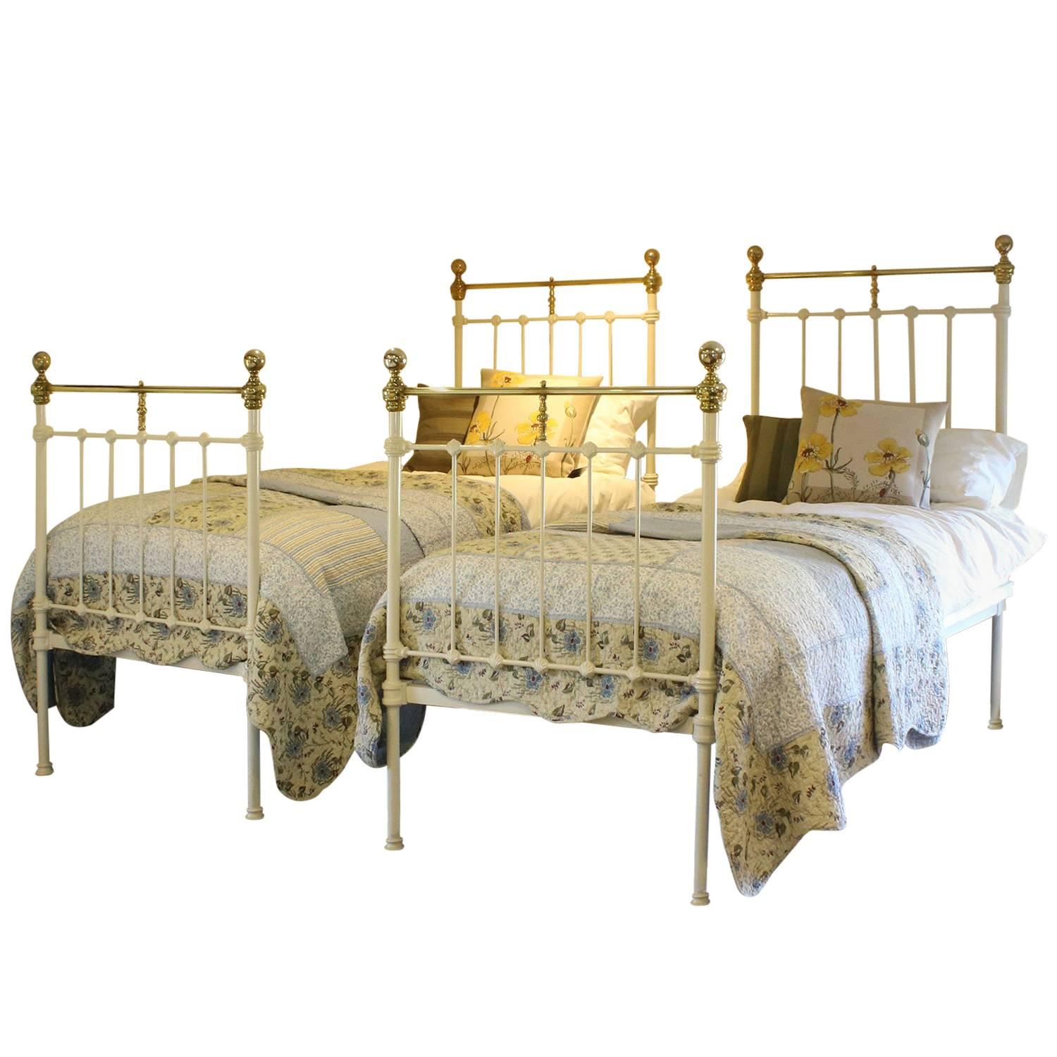Matching Pair of Twin Brass and Iron Beds MPS25