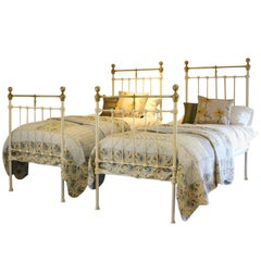 Antique Matching Pair of Twin Brass and Iron Beds MPS25