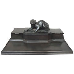 Bronze Double Inkwell Made and Signed by S Puchegger