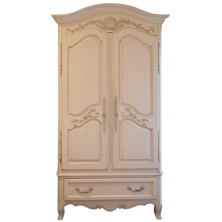ON SALE NOW! Fabulously French Armoire Carved Detail French Creme White