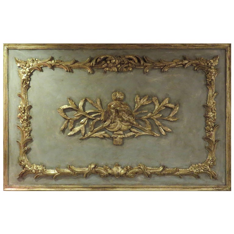 20th Century French Wall Plaque with Carved Gilt Bird Motif For Sale at 1stDibs