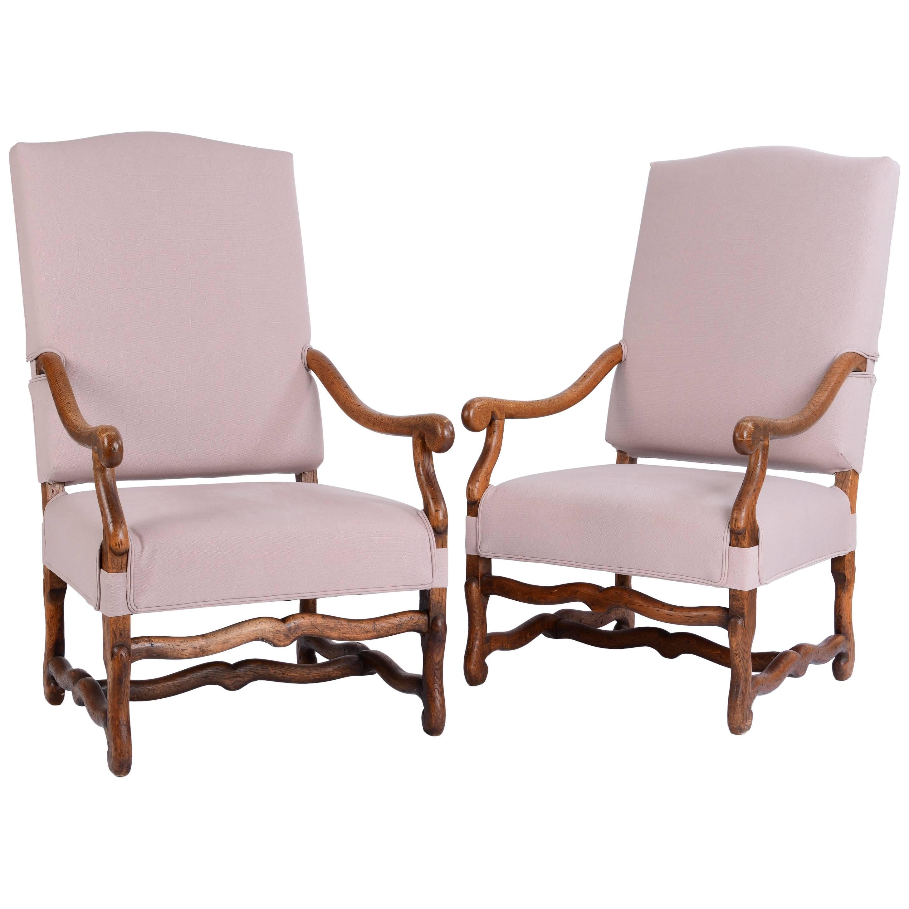 19th Century Pair of French Os de Mouton Armchairs
