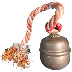 Used Japanese Old Hand Cast Shinto Suzu Temple Bell with Original Rope Handle