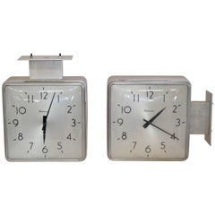 Vintage Simplex Double-Sided Clocks