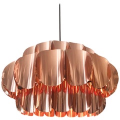 Three-Tiered Copper Pendant Lamp by Temde, Switzerland, 1960s