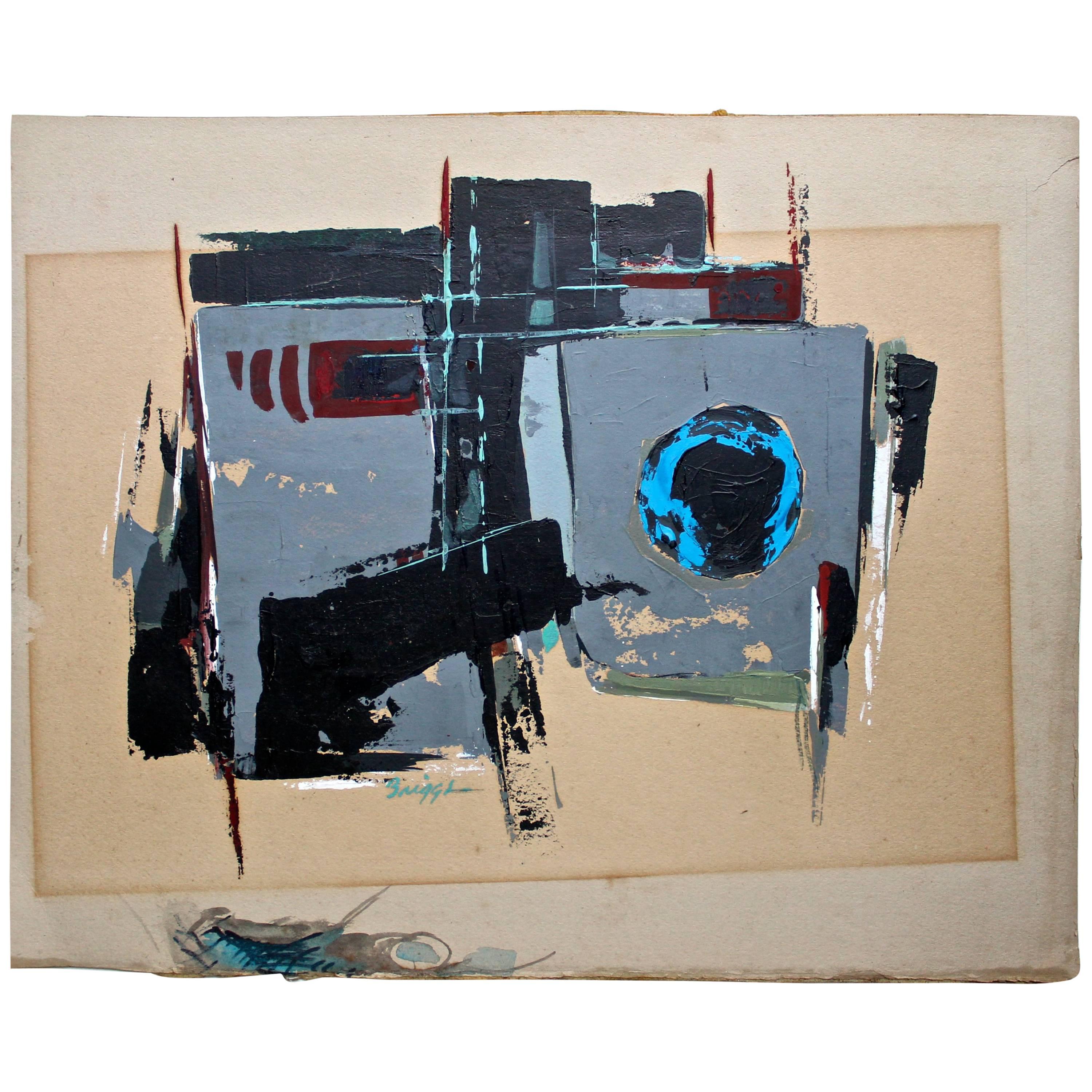 Ernest Briggs - Huile sur papier expressionniste abstraite