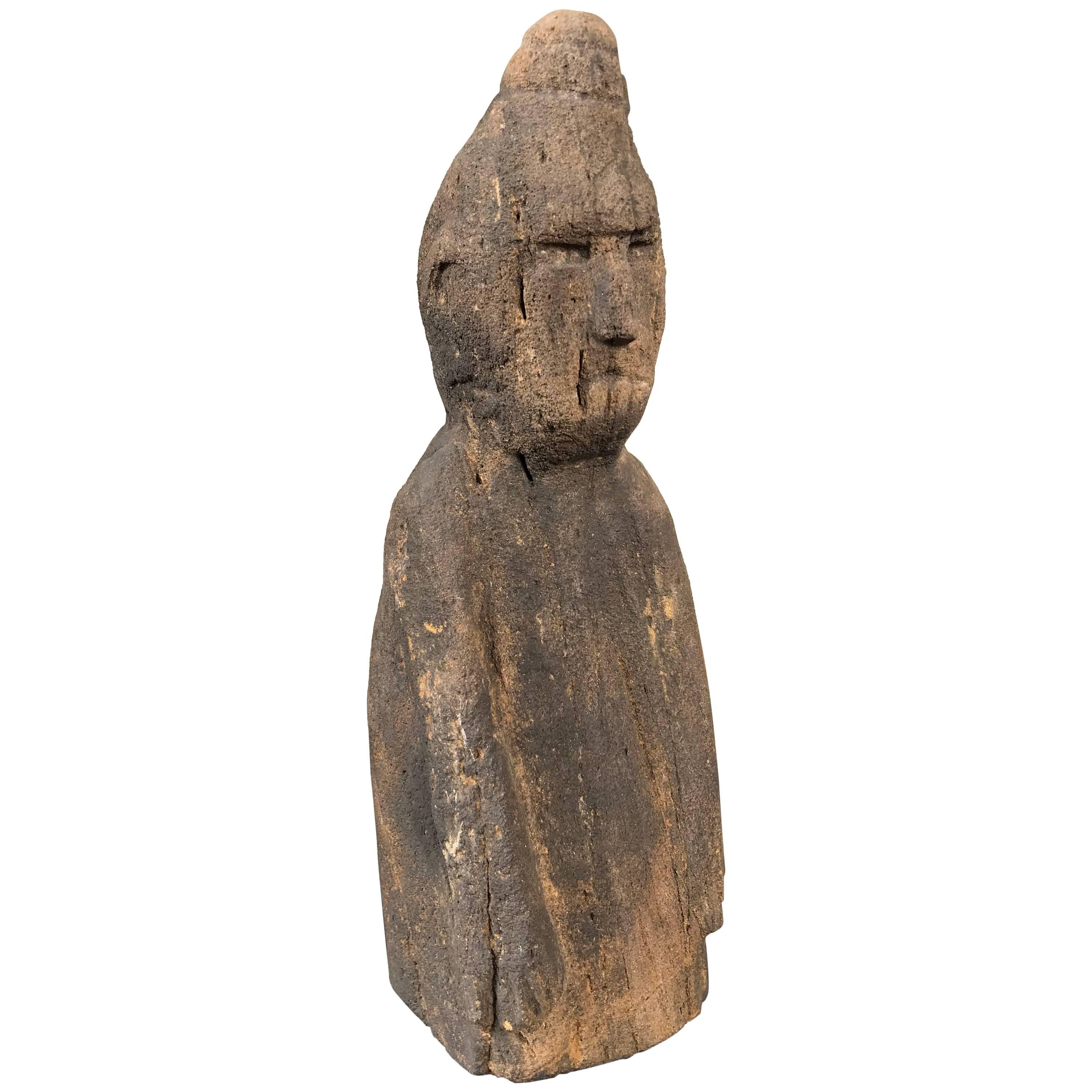 Amerikanische „ Human Effigy“ weibliche Steinskulptur, Tennessee, 1000 n. Chr