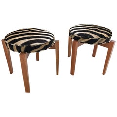 Jens Risom for Ralph Pucci Glasshouse Bench Stools in Zebra Hide, Pair