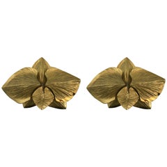 Pair of Bronze Sconces Orchid by Maison Charles, France, 1980s