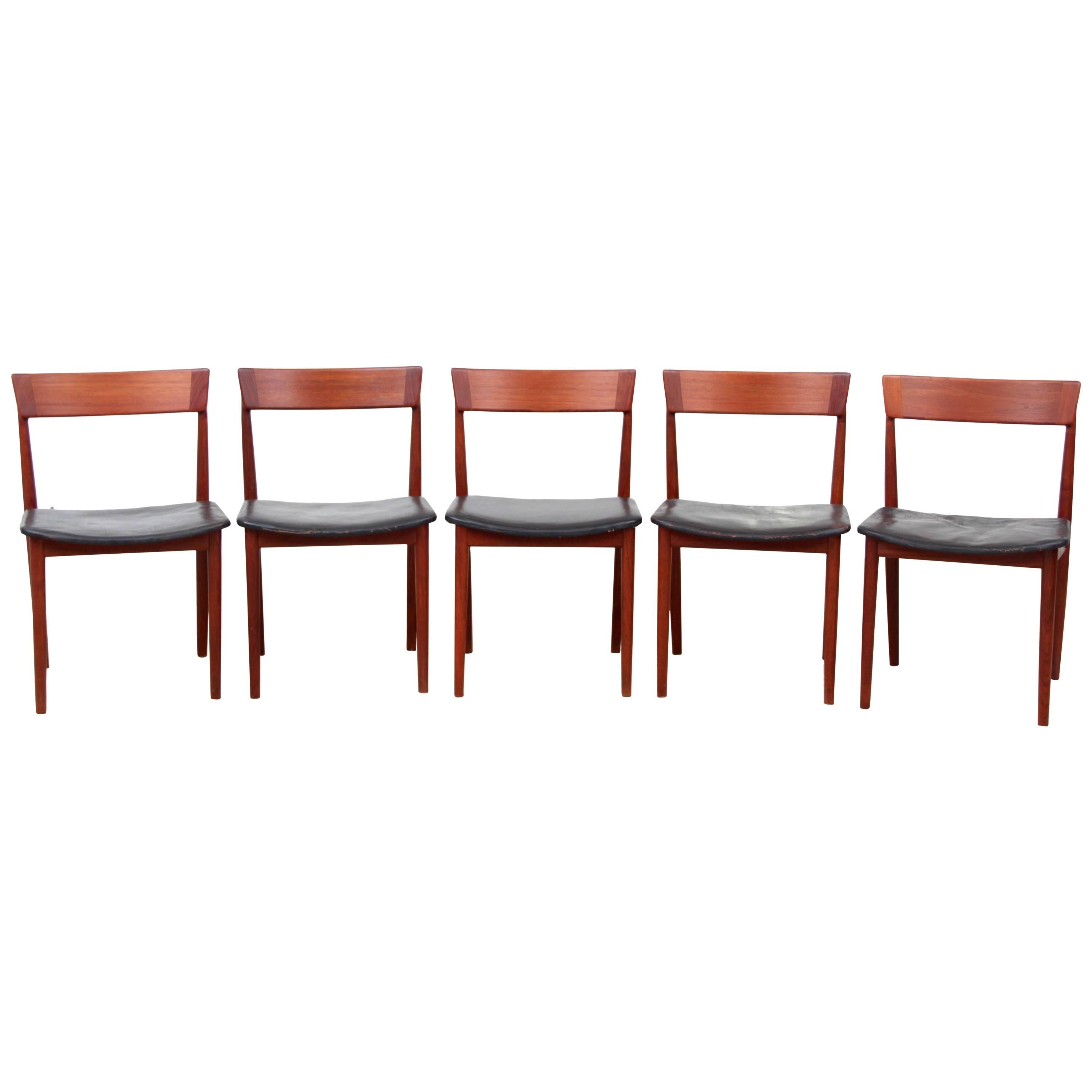 Mid-Century Modern Scandinavian Set of Five Chairs in Teak, Harry Rosengren Hans