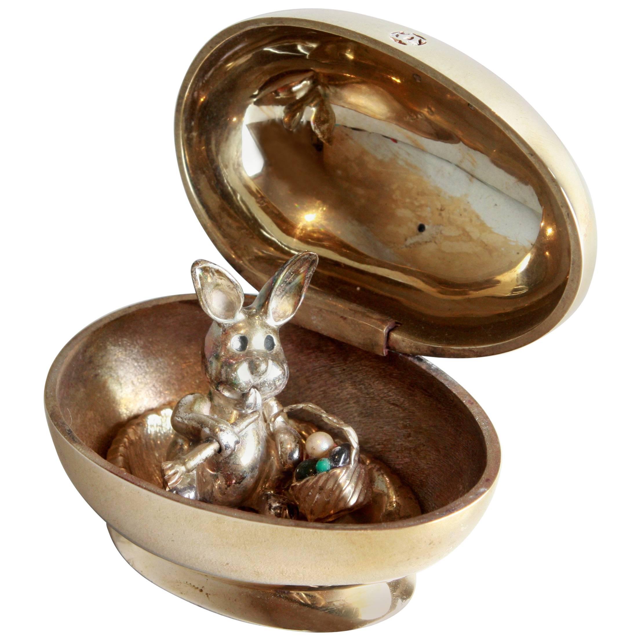 Cartier Egg with Surprise Rabbit 18 Karat Silver Bronze Edition of Just 25