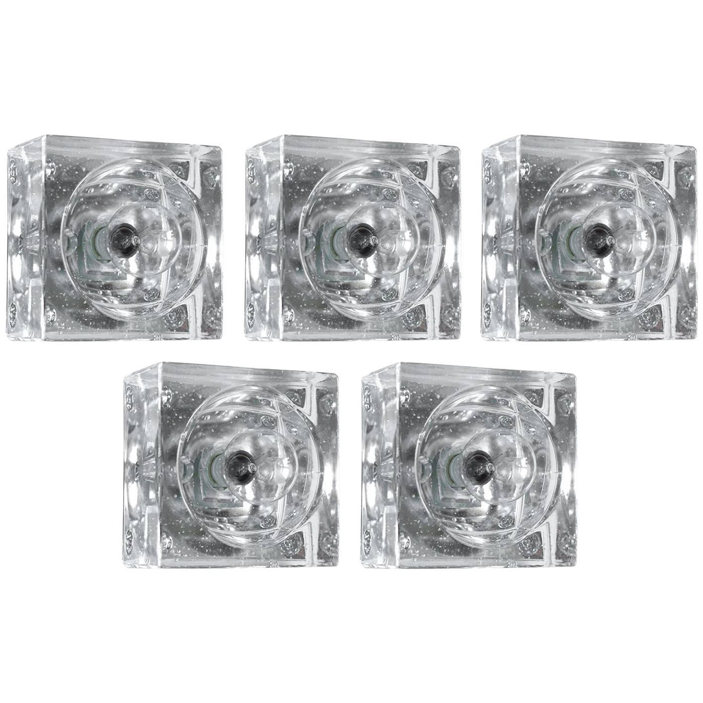 Rare lampade da soffitto o da parete in vetro geometrico, anni '60