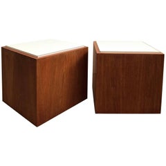 Pair of Cube Tables Teak