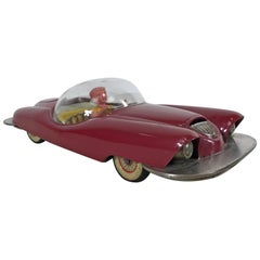 Futuristic Roadster 1956 Japanese Tin Car Friction Toy by Line Mar