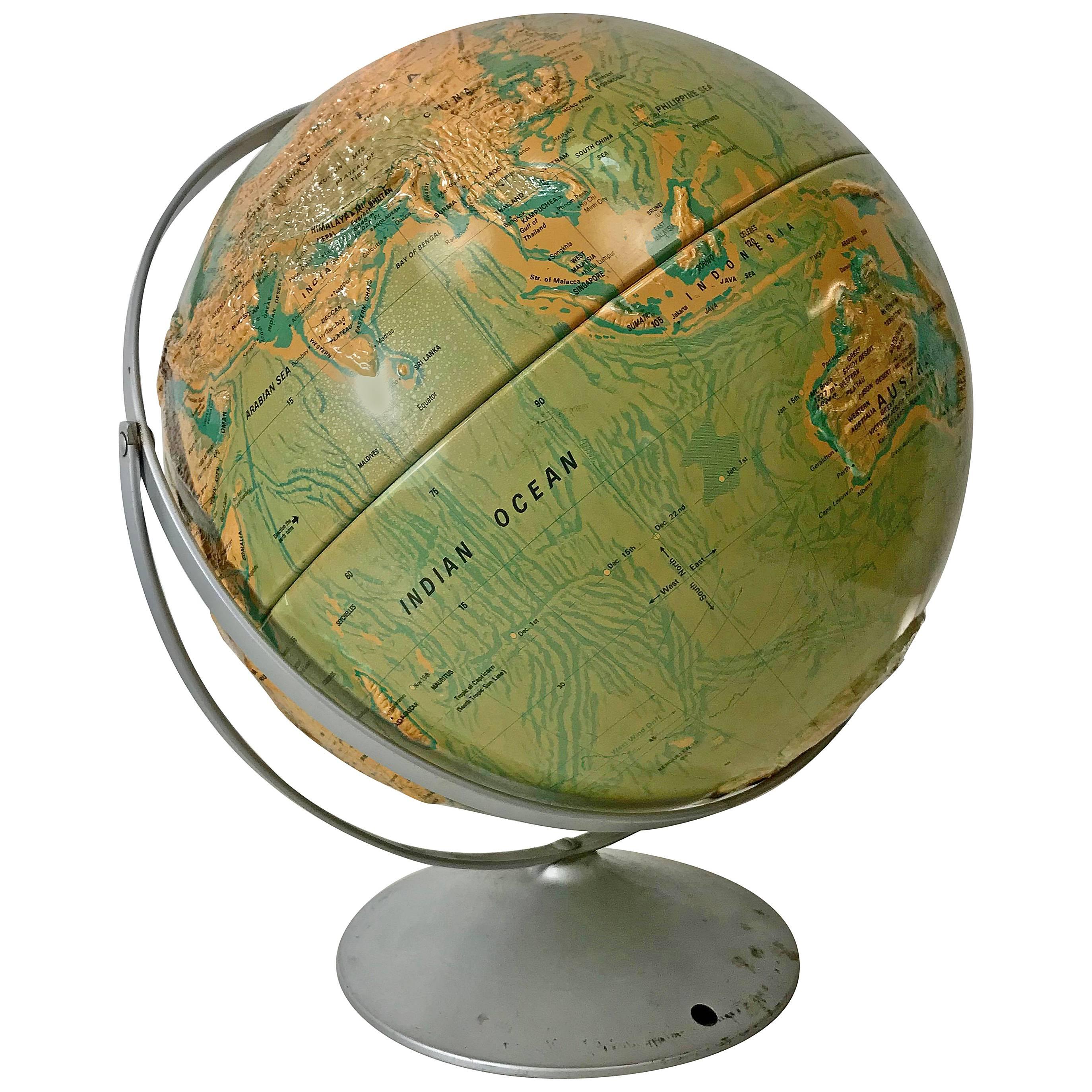 Sculptural Relief World Globe by Nystrom