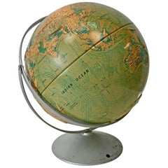 Vintage Sculptural Relief World Globe by Nystrom