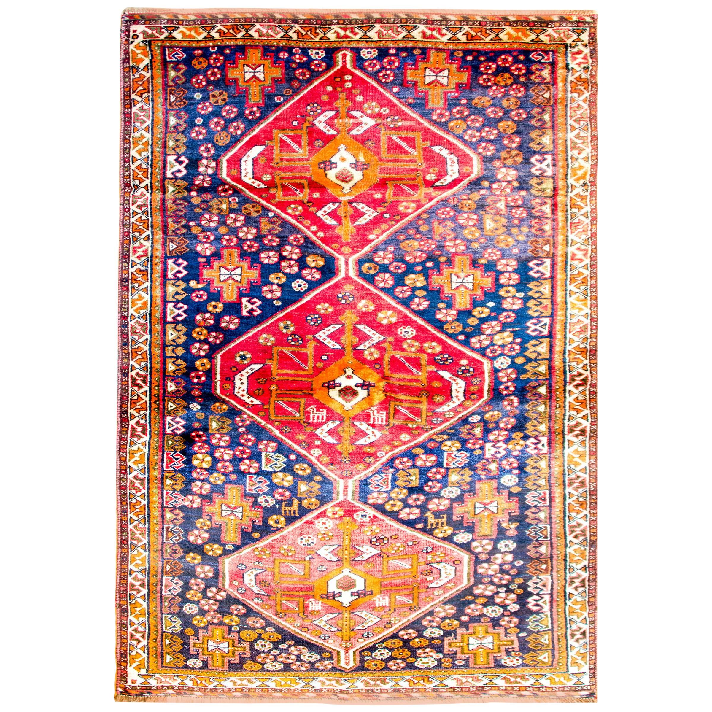 Wunderschöner Shiraz-Teppich aus der Mitte des 20. Jahrhunderts
