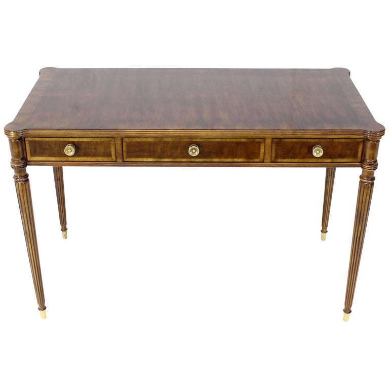 Henredon Writing Hall Console Table with Three Drawers on Fluted Legs