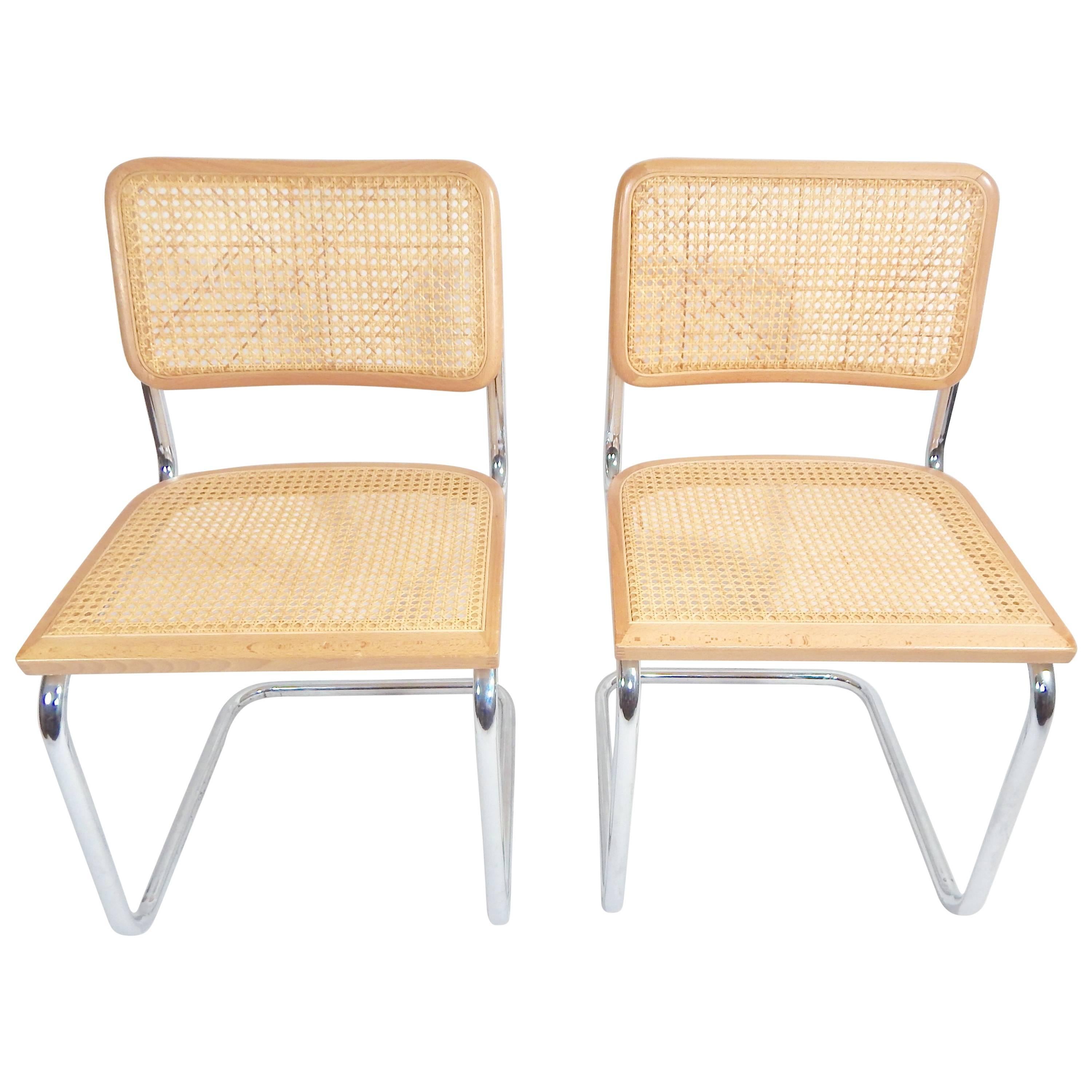 Pair of Marcel Breuer Cane Cesca Chairs