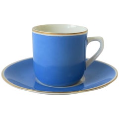 Tasse à café expresso en porcelaine allemande bleue et blanche