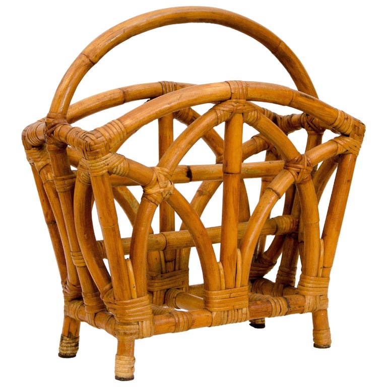 Vintage Rattan Magazine Rack Or Book Holder