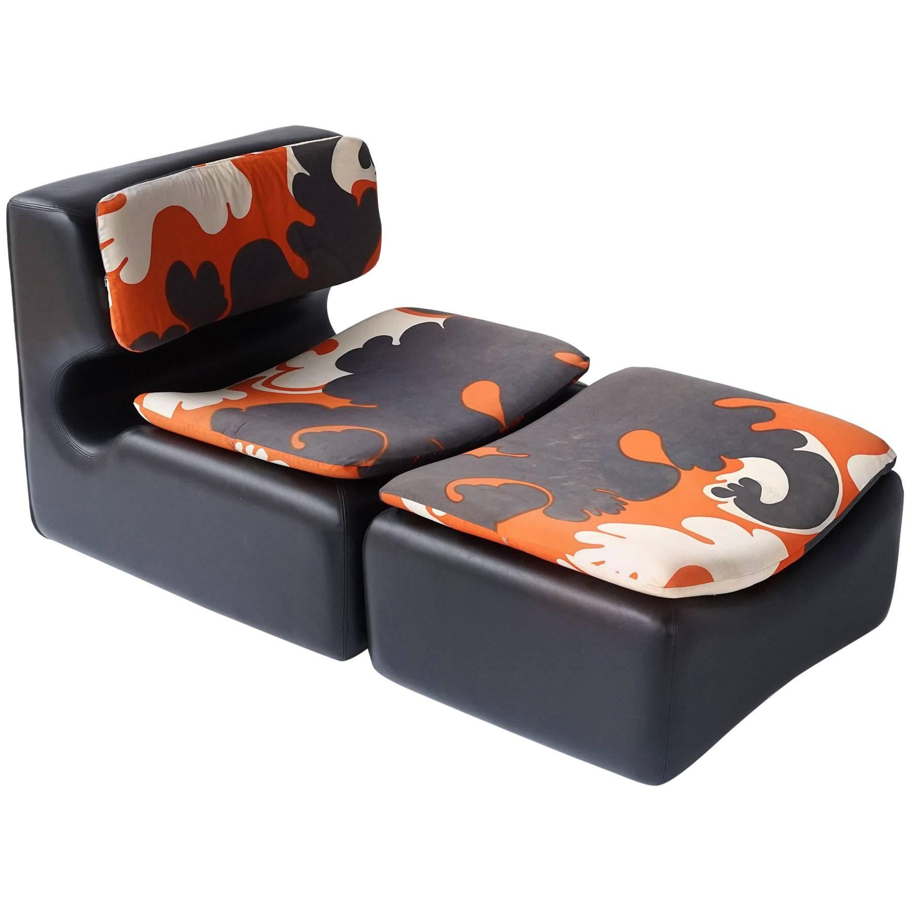 Space Age Scandinavian Lounge Chair and Ottoman by Overman