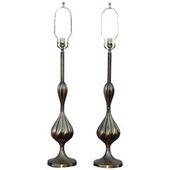 1950s Patinated Brass Stiffel Table Lamps