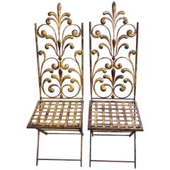 Pair of Ornate Metal Garden Chairs