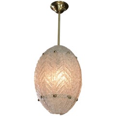 Barovier Murano Glass Leaf Panel Pendant Light or Lantern