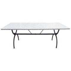 Granite and Wrought Iron Outdoor Table
