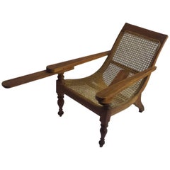 Antique British Colonial Ceylonese Child's Planters Chair in Satinwood & Caning, c. 1900